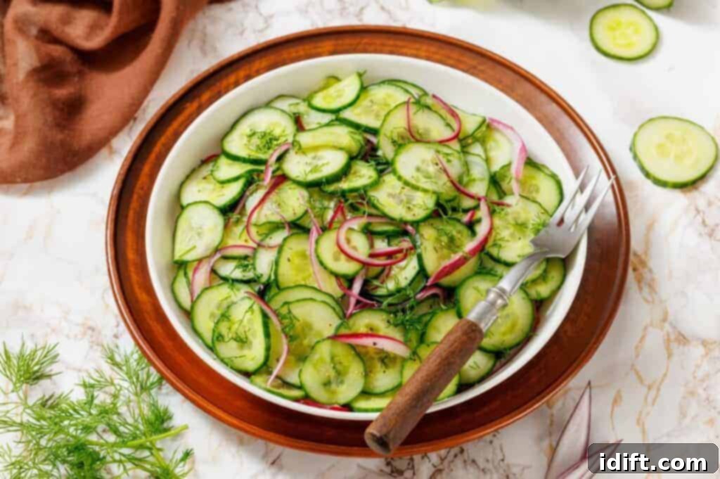23 Quick & Easy Dinner Salads 2 Cucumber and Onion Salad with red onions and fresh dill.