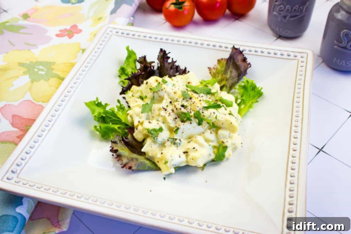 23 Quick & Easy Dinner Salads 3 Creamy Egg Salad served on a plate.