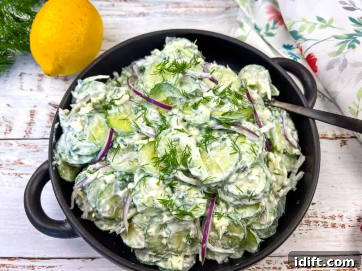 21 Spring-Inspired Dishes to Reinvent Your Week 7 Cucumber and Feta salad in a black bowl.