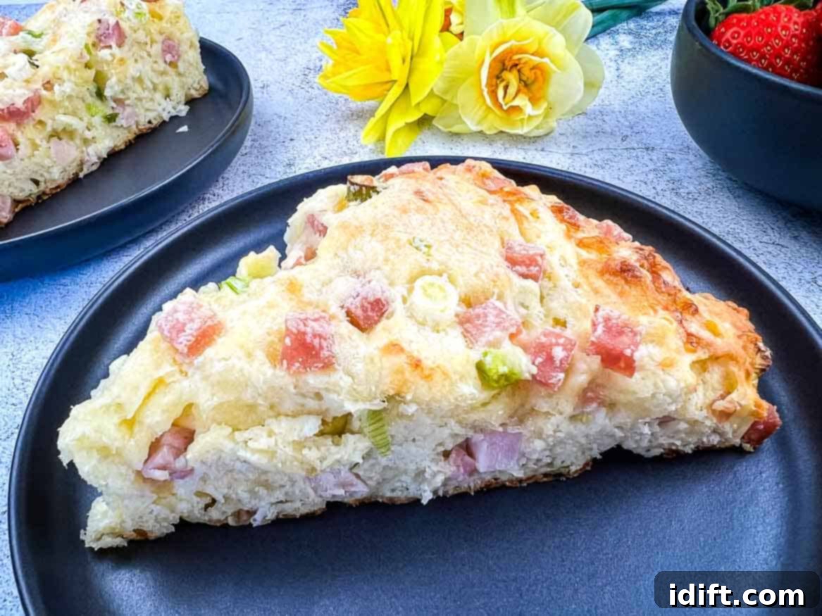 Delicious Ham & Cheese Scone on a plate