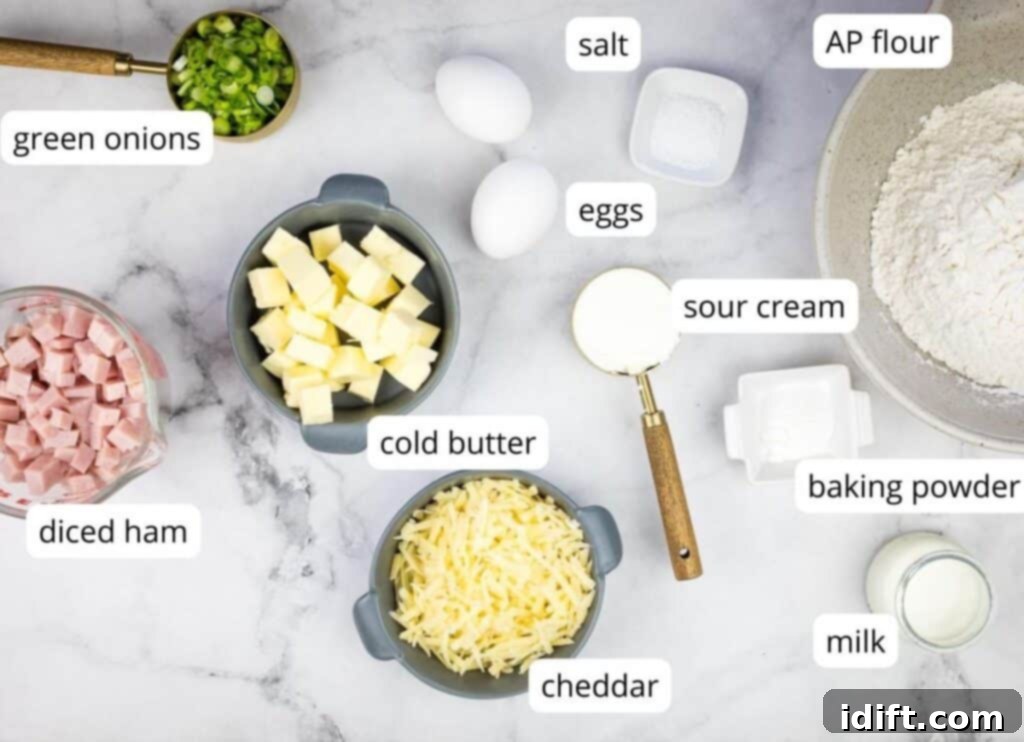 Ingredients for Ham & Cheese Scones