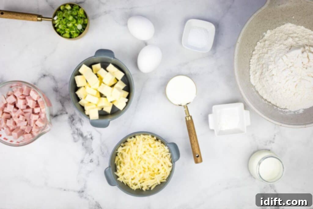 Ingredients for Ham & Cheese Scones